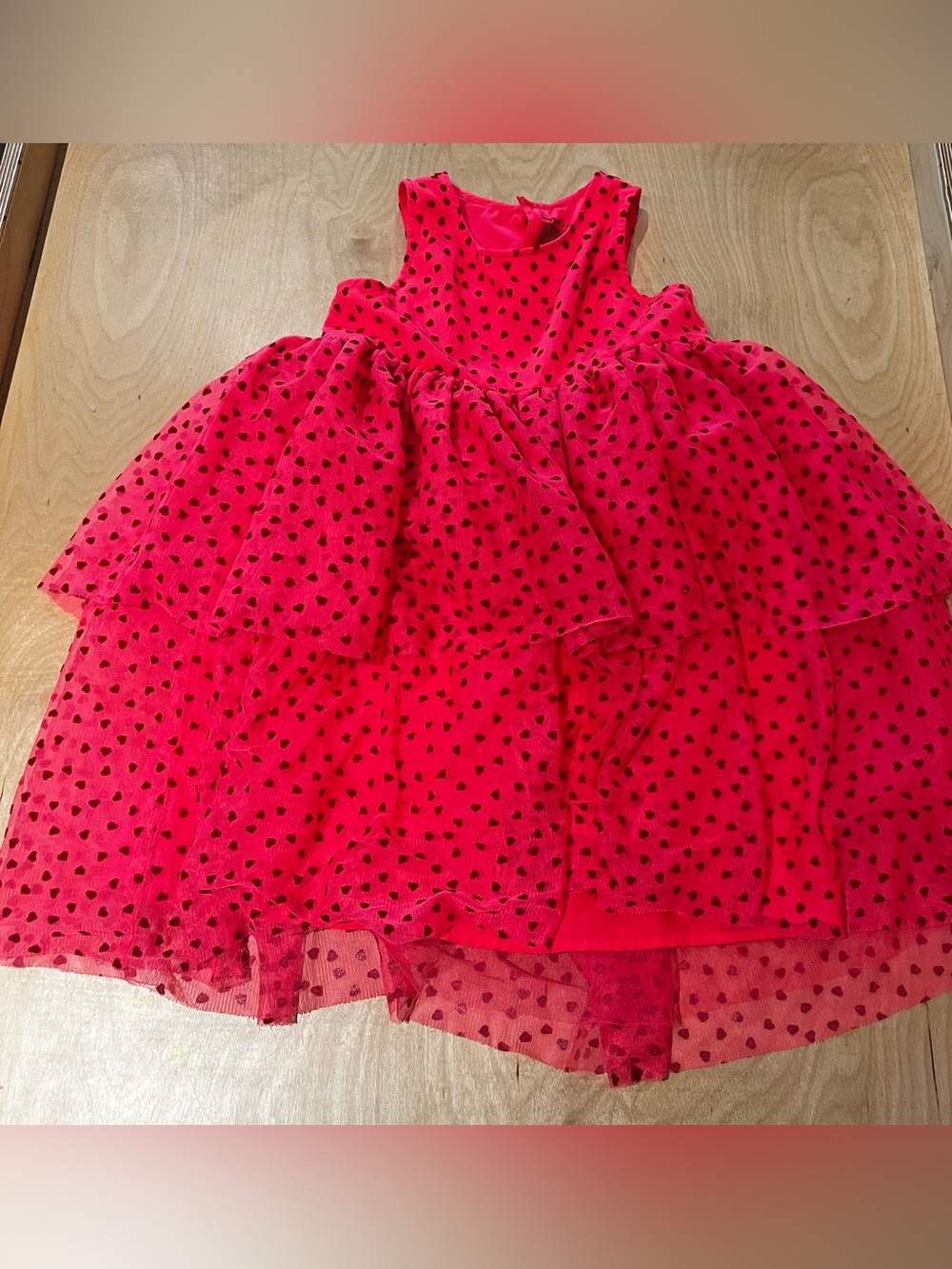 Cat & Jack Red Heart Print Tulle Party Dress